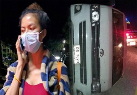 'จ๊ะอาร์สยาม' หวิดดับ รถตู้คว่ำพังยับ หลังทัวร์ที่สุโขทัย