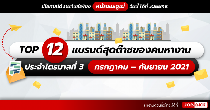 TOP 12 แบรนด์สุดต๊าชของคนหางาน ประจำไตรมาสที่ 3 ก.ค. – ก.ย. 2021
